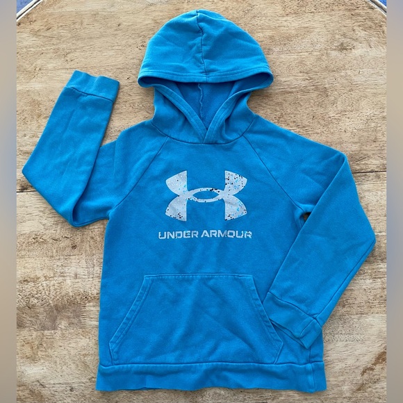 Under Armour Sz Youth Small Blue UA Rival‎ Fleece Big Logo Fill Hoodie - Picture 1 of 11